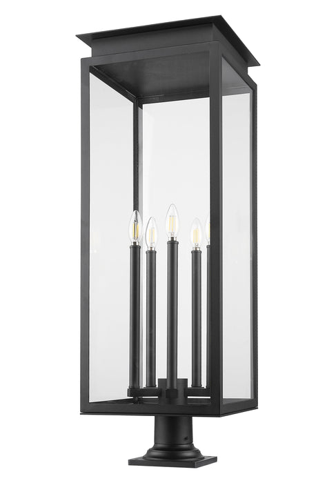 Outdoor Pier Mounted Fixture Z-Lite 5018PHXLR-533PM-BK Black Nova 5 Light Outdoor Pier Mounted Fixture Z-Lite