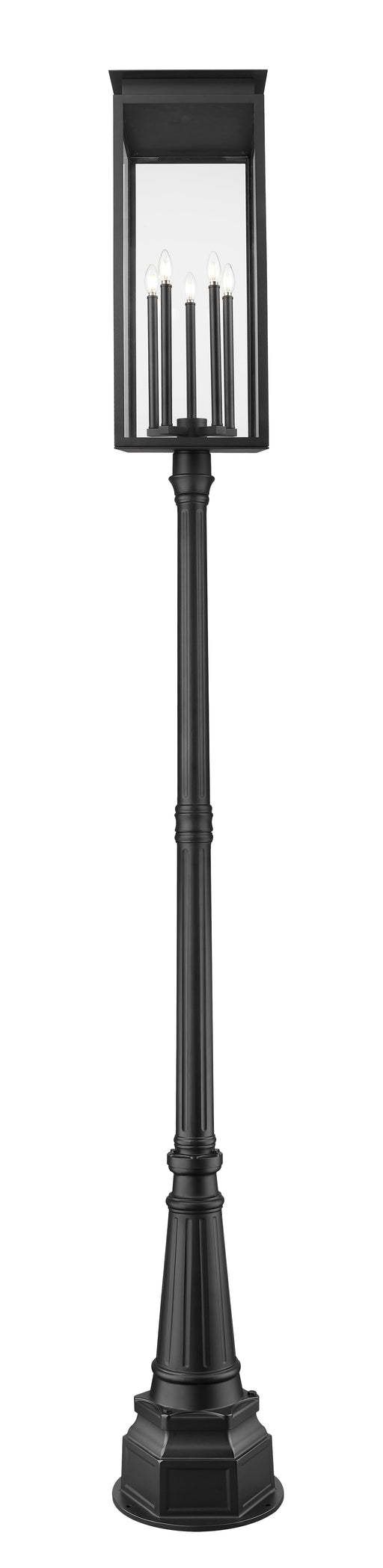 Outdoor Post Mounted Fixture Z-Lite 5018PHXLR-564P-BK Black Nova 5 Light Outdoor Post Mounted Fixture Z-Lite