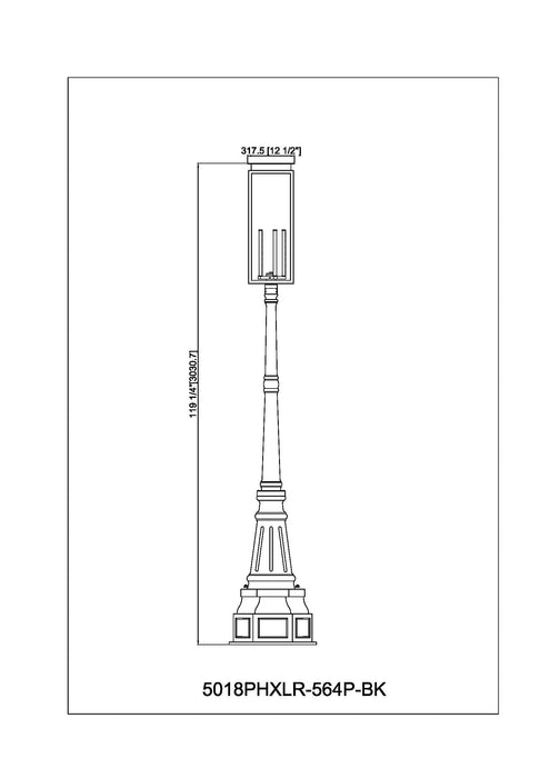 Outdoor Post Mounted Fixture Z-Lite 5018PHXLR-564P-BK Black Nova 5 Light Outdoor Post Mounted Fixture Z-Lite