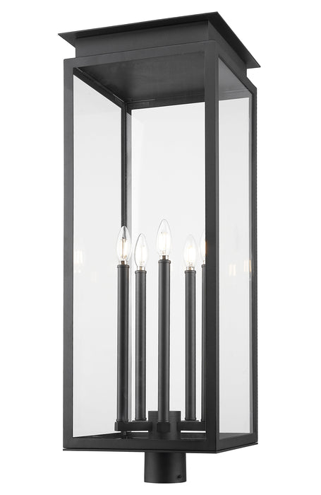 Outdoor Post Mount Fixture Z-Lite 5018PHXLR-BK Black Nova 5 Light Outdoor Post Mount Fixture Z-Lite