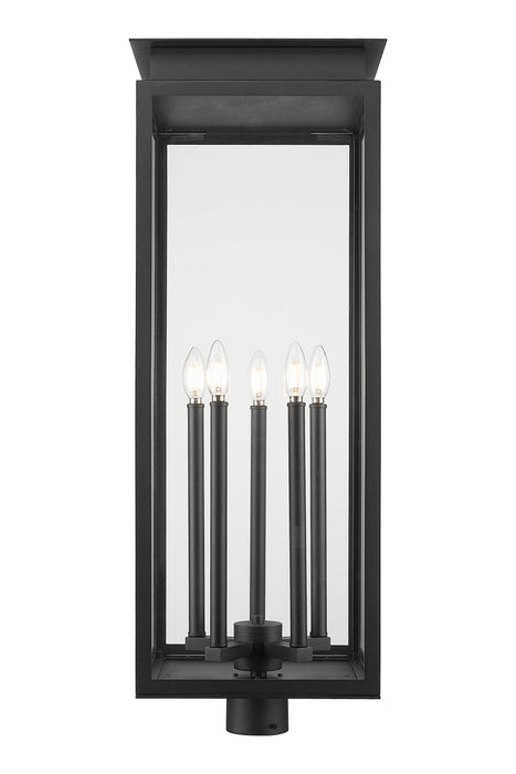 Outdoor Post Mount Fixture Z-Lite 5018PHXLR-BK Black Nova 5 Light Outdoor Post Mount Fixture Z-Lite