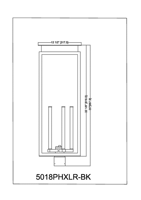 Outdoor Post Mount Fixture Z-Lite 5018PHXLR-BK Black Nova 5 Light Outdoor Post Mount Fixture Z-Lite
