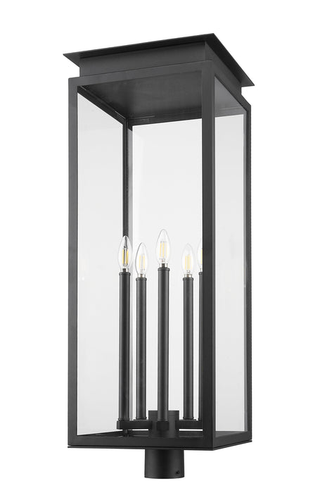 Outdoor Post Mount Fixture Z-Lite 5018PHXLR-BK Black Nova 5 Light Outdoor Post Mount Fixture Z-Lite