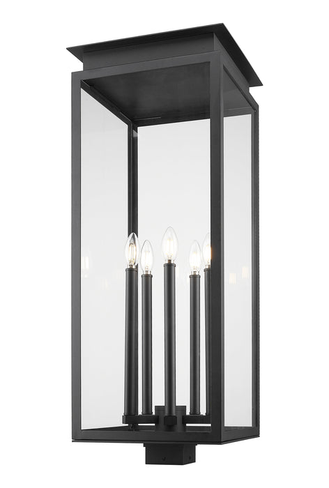 Outdoor Post Mount Fixture Z-Lite 5018PHXLS-BK Black Nova 5 Light Outdoor Post Mount Fixture Z-Lite