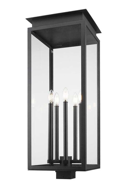 Outdoor Post Mount Fixture Z-Lite 5018PHXLS-BK Black Nova 5 Light Outdoor Post Mount Fixture Z-Lite