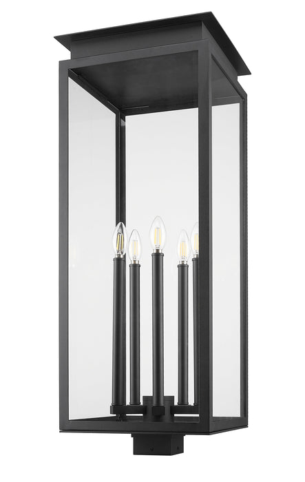 Outdoor Post Mount Fixture Z-Lite 5018PHXLS-BK Black Nova 5 Light Outdoor Post Mount Fixture Z-Lite