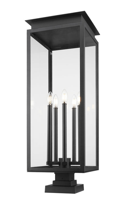 Outdoor Pier Mounted Fixture Z-Lite 5018PHXLS-SQPM-BK Black Nova 5 Light Outdoor Pier Mounted Fixture Z-Lite