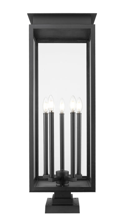 Outdoor Pier Mounted Fixture Z-Lite 5018PHXLS-SQPM-BK Black Nova 5 Light Outdoor Pier Mounted Fixture Z-Lite