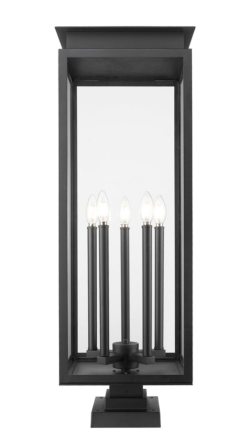 Outdoor Pier Mounted Fixture Z-Lite 5018PHXLS-SQPM-BK Black Nova 5 Light Outdoor Pier Mounted Fixture Z-Lite