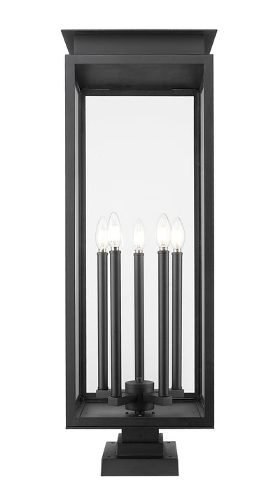 Outdoor Pier Mounted Fixture Z-Lite 5018PHXLS-SQPM-BK Black Nova 5 Light Outdoor Pier Mounted Fixture Z-Lite