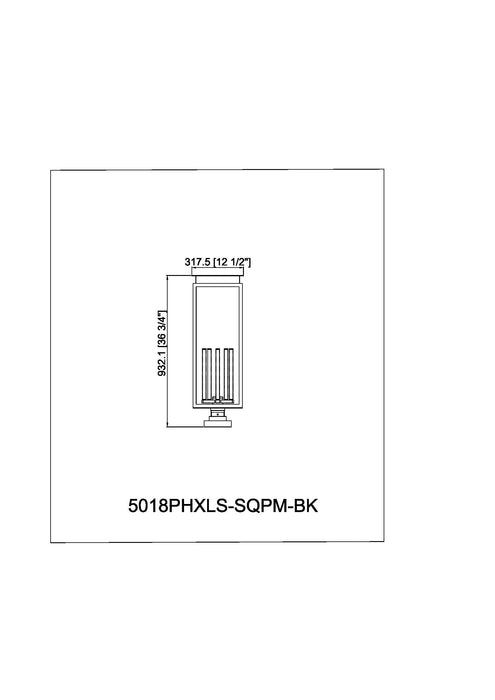 Outdoor Pier Mounted Fixture Z-Lite 5018PHXLS-SQPM-BK Black Nova 5 Light Outdoor Pier Mounted Fixture Z-Lite