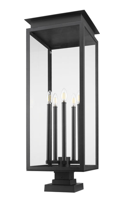 Outdoor Pier Mounted Fixture Z-Lite 5018PHXLS-SQPM-BK Black Nova 5 Light Outdoor Pier Mounted Fixture Z-Lite