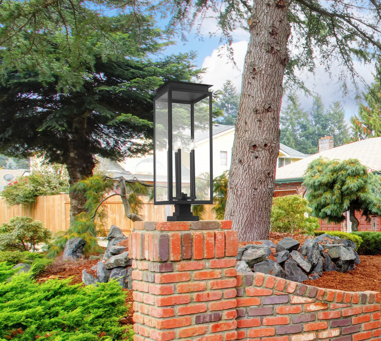 Outdoor Pier Mounted Fixture Z-Lite 5018PHXLS-SQPM-BK Black Nova 5 Light Outdoor Pier Mounted Fixture Z-Lite