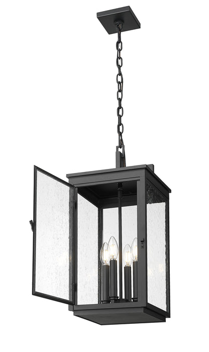 Outdoor Chain Mount Ceiling Fixture Z-Lite 5019CHB-BK Sand Black Hartwell 4 Light Outdoor Chain Mount Ceiling Fixture Z-Lite