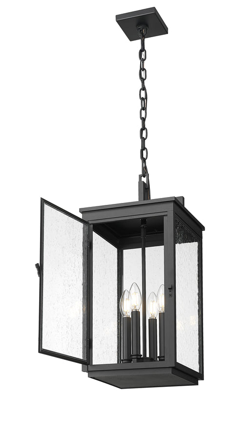 Outdoor Chain Mount Ceiling Fixture Z-Lite 5019CHB-BK Sand Black Hartwell 4 Light Outdoor Chain Mount Ceiling Fixture Z-Lite
