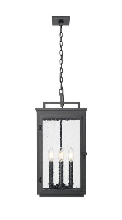 Outdoor Chain Mount Ceiling Fixture Z-Lite 5019CHB-BK Sand Black Hartwell 4 Light Outdoor Chain Mount Ceiling Fixture Z-Lite
