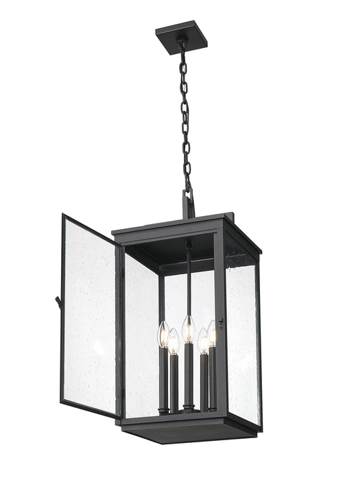 Outdoor Chain Mount Ceiling Fixture Z-Lite 5019CHXL-BK Sand Black Hartwell 5 Light Outdoor Chain Mount Ceiling Fixture Z-Lite