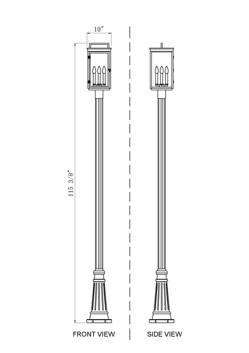 Outdoor Post Mounted Fixture Z-Lite 5019PHBR-519P-BK Sand Black Hartwell 4 Light Outdoor Post Mounted Fixture Z-Lite
