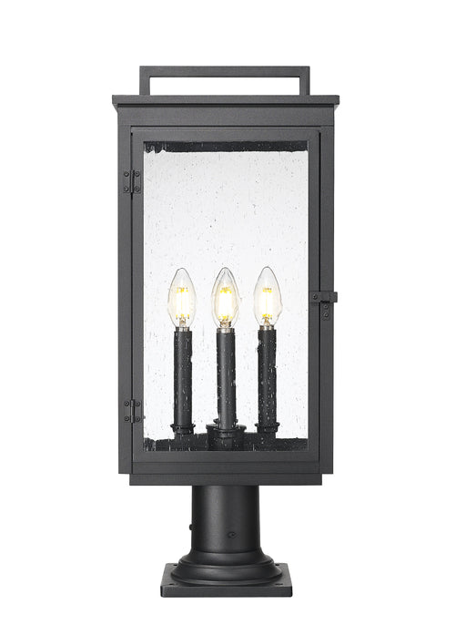 Outdoor Pier Mounted Fixture Z-Lite 5019PHBR-533PM-BK Sand Black Hartwell 4 Light Outdoor Pier Mounted Fixture Z-Lite
