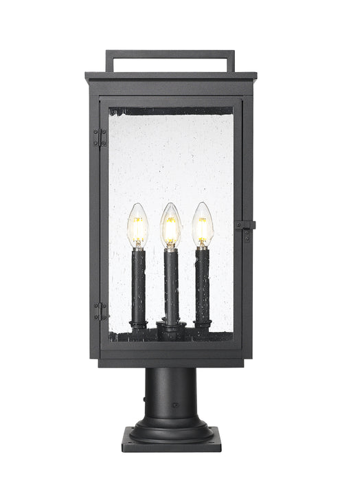 Outdoor Pier Mounted Fixture Z-Lite 5019PHBR-533PM-BK Sand Black Hartwell 4 Light Outdoor Pier Mounted Fixture Z-Lite