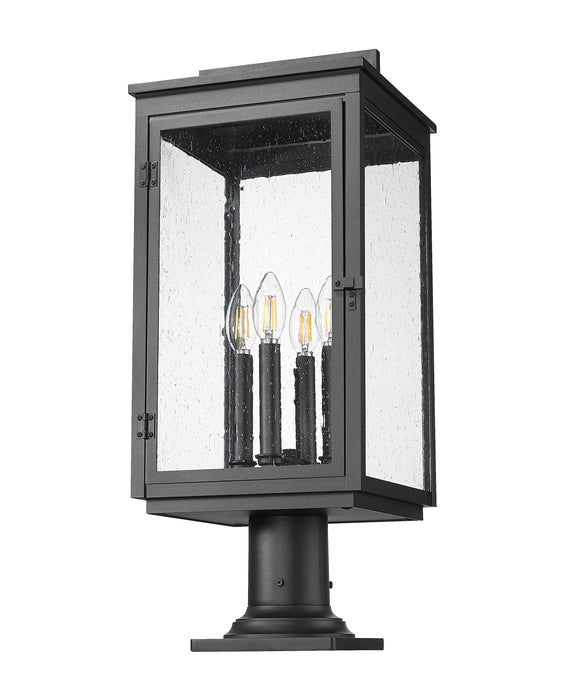 Outdoor Pier Mounted Fixture Z-Lite 5019PHBR-533PM-BK Sand Black Hartwell 4 Light Outdoor Pier Mounted Fixture Z-Lite