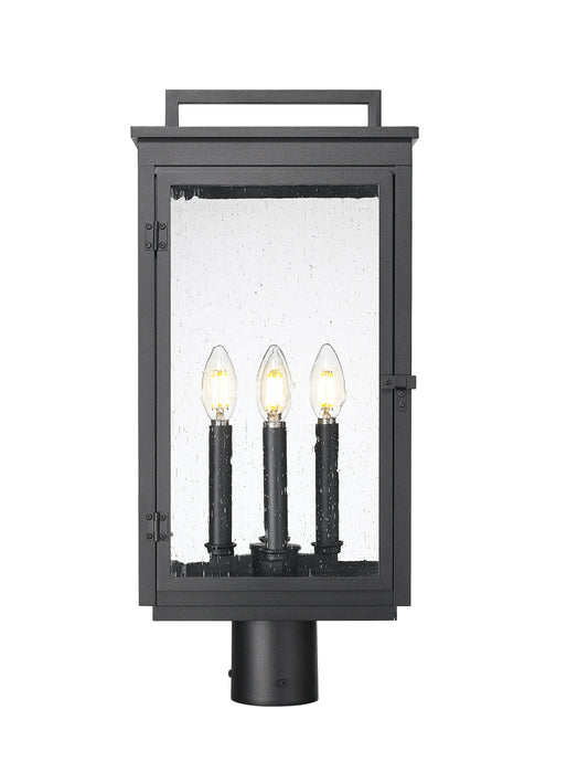 Outdoor Post Mount Fixture Z-Lite 5019PHBR-BK Sand Black Hartwell 4 Light Outdoor Post Mount Fixture Z-Lite