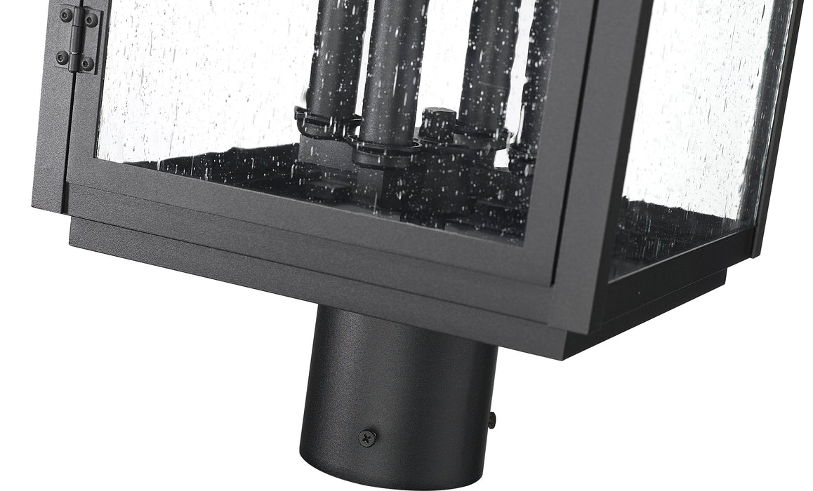 Outdoor Post Mount Fixture Z-Lite 5019PHBR-BK Sand Black Hartwell 4 Light Outdoor Post Mount Fixture Z-Lite