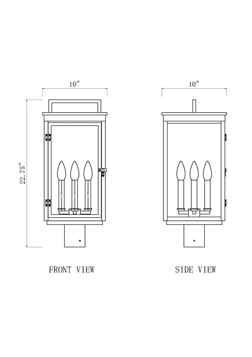Outdoor Post Mount Fixture Z-Lite 5019PHBR-BK Sand Black Hartwell 4 Light Outdoor Post Mount Fixture Z-Lite