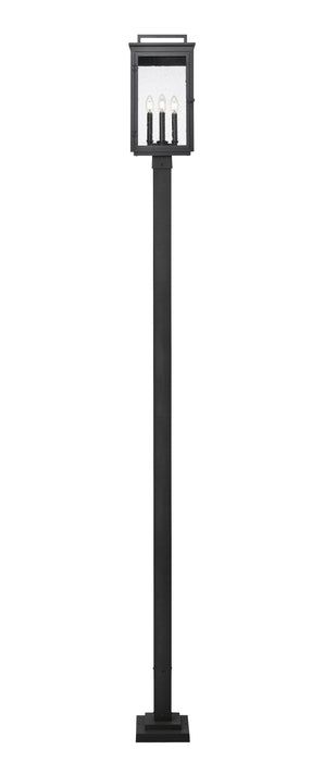 Outdoor Post Mounted Fixture Z-Lite 5019PHBS-536P-BK Sand Black Hartwell 4 Light Outdoor Post Mounted Fixture Z-Lite