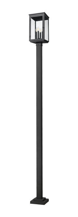 Outdoor Post Mounted Fixture Z-Lite 5019PHBS-536P-BK Sand Black Hartwell 4 Light Outdoor Post Mounted Fixture Z-Lite