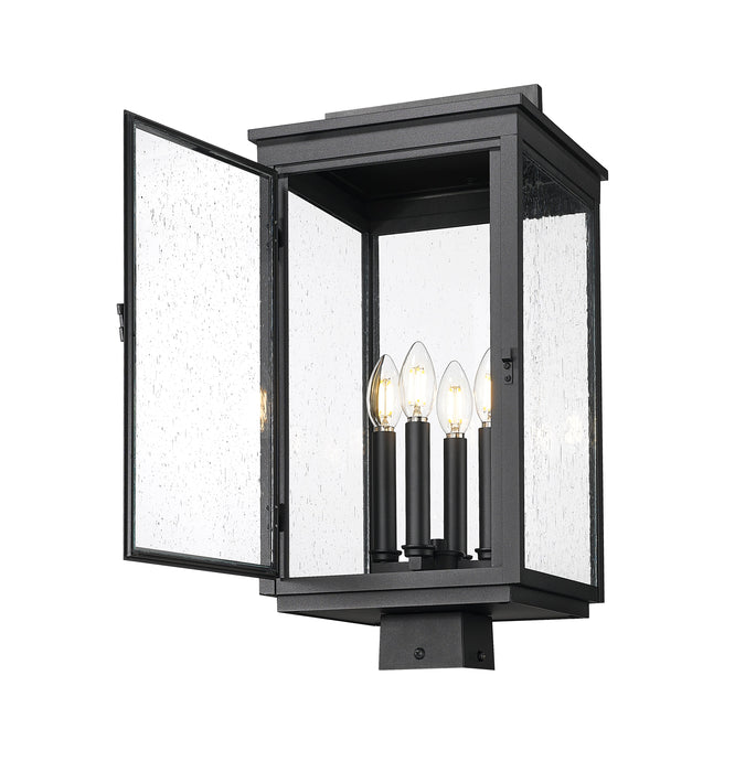Outdoor Post Mount Fixture Z-Lite 5019PHBS-BK Sand Black Hartwell 4 Light Outdoor Post Mount Fixture Z-Lite