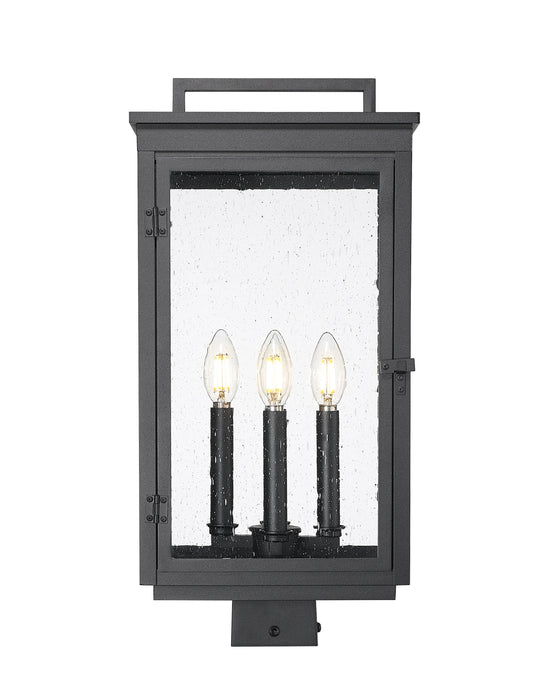 Outdoor Post Mount Fixture Z-Lite 5019PHBS-BK Sand Black Hartwell 4 Light Outdoor Post Mount Fixture Z-Lite