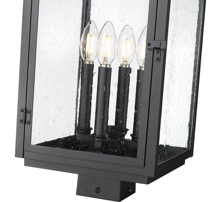 Outdoor Post Mount Fixture Z-Lite 5019PHBS-BK Sand Black Hartwell 4 Light Outdoor Post Mount Fixture Z-Lite