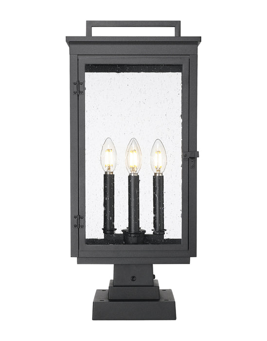 Outdoor Pier Mounted Fixture Z-Lite 5019PHBS-SQPM-BK Sand Black Hartwell 4 Light Outdoor Pier Mounted Fixture Z-Lite