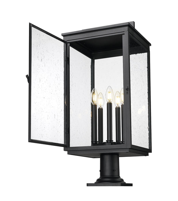 Outdoor Pier Mounted Fixture Z-Lite 5019PHXLR-533PM-BK Sand Black Hartwell 5 Light Outdoor Pier Mounted Fixture Z-Lite
