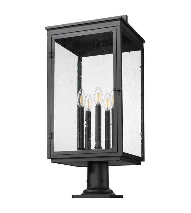 Outdoor Pier Mounted Fixture Z-Lite 5019PHXLR-533PM-BK Sand Black Hartwell 5 Light Outdoor Pier Mounted Fixture Z-Lite