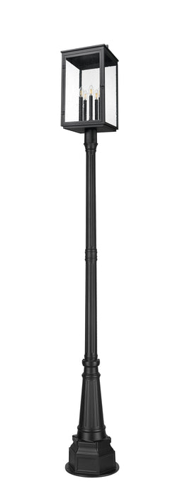 Outdoor Post Mounted Fixture Z-Lite 5019PHXLR-564P-BK Sand Black Hartwell 5 Light Outdoor Post Mounted Fixture Z-Lite