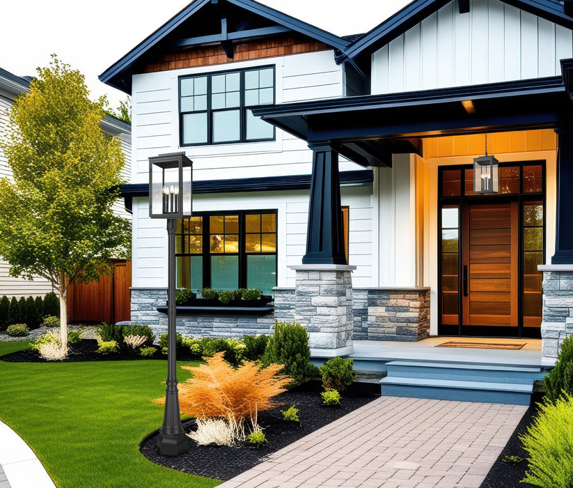 Outdoor Post Mounted Fixture Z-Lite 5019PHXLR-564P-BK Sand Black Hartwell 5 Light Outdoor Post Mounted Fixture Z-Lite