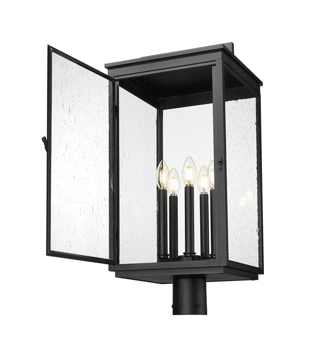 Outdoor Post Mount Fixture Z-Lite 5019PHXLR-BK Sand Black Hartwell 5 Light Outdoor Post Mount Fixture Z-Lite