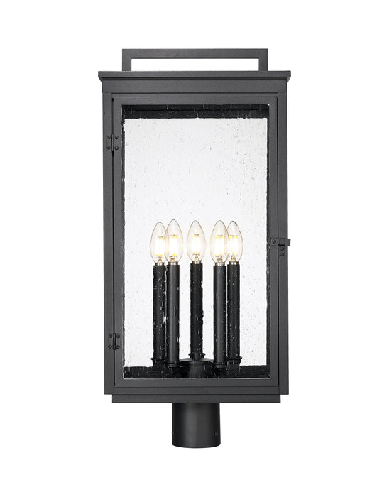 Outdoor Post Mount Fixture Z-Lite 5019PHXLR-BK Sand Black Hartwell 5 Light Outdoor Post Mount Fixture Z-Lite