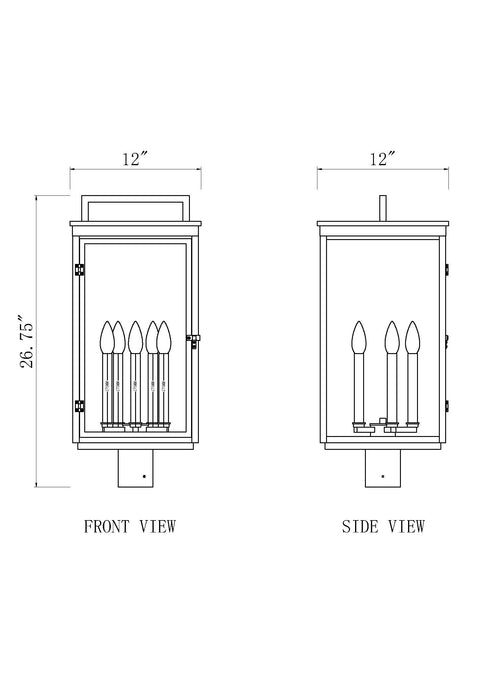 Outdoor Post Mount Fixture Z-Lite 5019PHXLR-BK Sand Black Hartwell 5 Light Outdoor Post Mount Fixture Z-Lite
