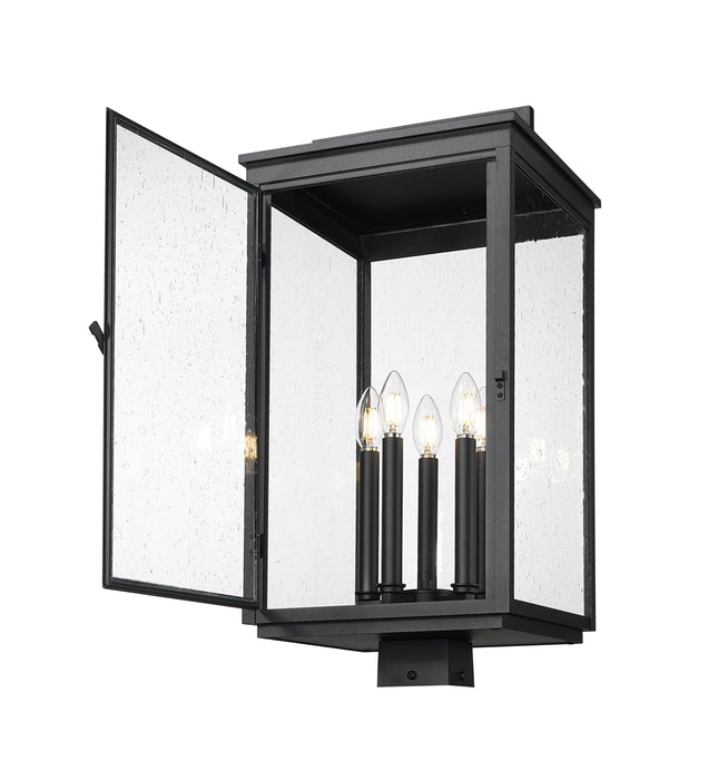 Outdoor Post Mount Fixture Z-Lite 5019PHXLS-BK Sand Black Hartwell 5 Light Outdoor Post Mount Fixture Z-Lite