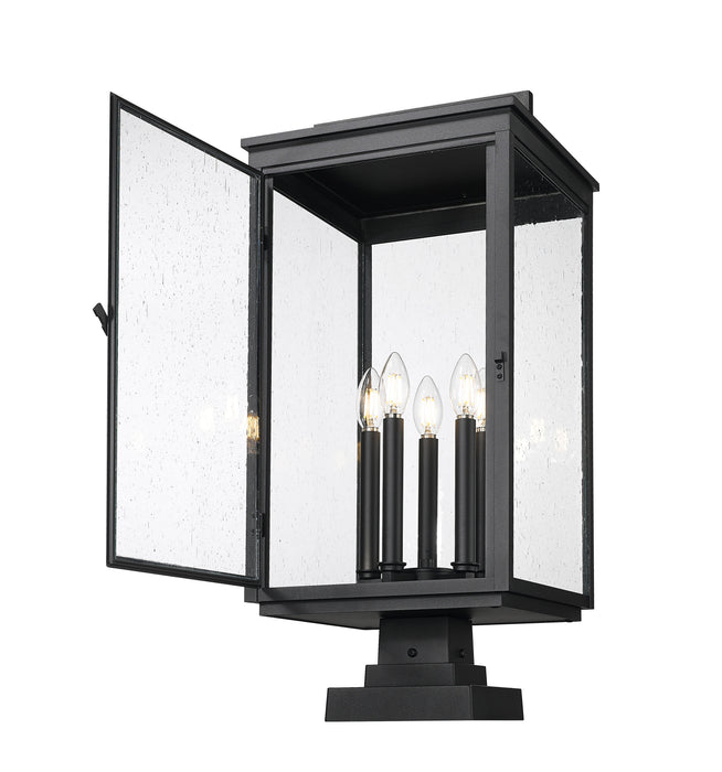 Outdoor Pier Mounted Fixture Z-Lite 5019PHXLS-SQPM-BK Sand Black Hartwell 5 Light Outdoor Pier Mounted Fixture Z-Lite