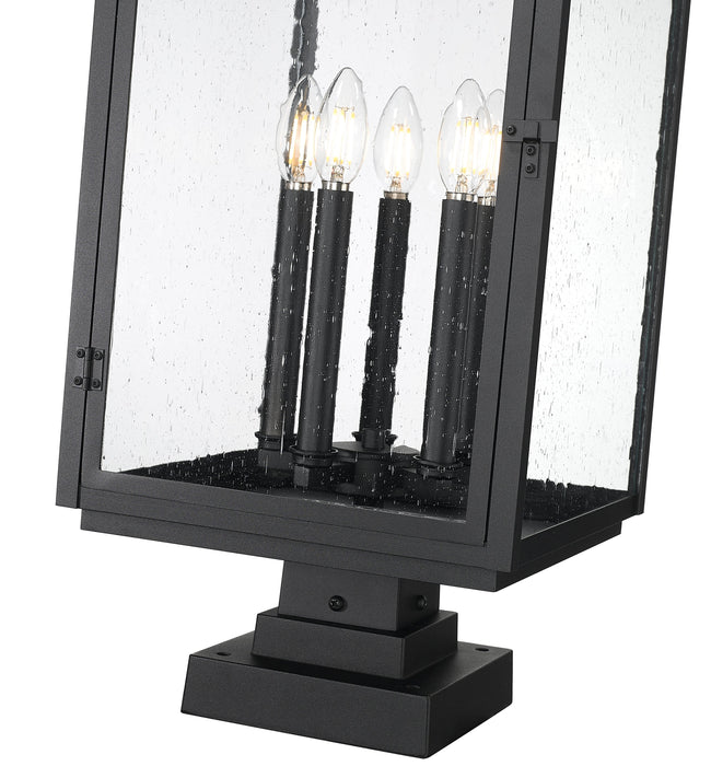 Outdoor Pier Mounted Fixture Z-Lite 5019PHXLS-SQPM-BK Sand Black Hartwell 5 Light Outdoor Pier Mounted Fixture Z-Lite