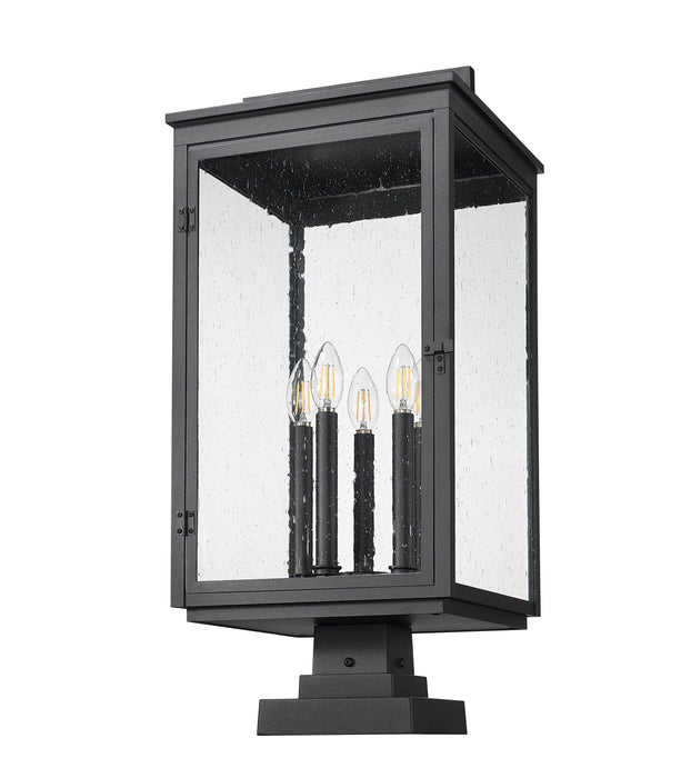 Outdoor Pier Mounted Fixture Z-Lite 5019PHXLS-SQPM-BK Sand Black Hartwell 5 Light Outdoor Pier Mounted Fixture Z-Lite