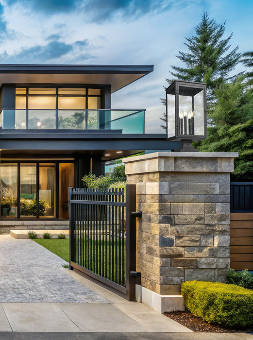 Outdoor Pier Mounted Fixture Z-Lite 5019PHXLS-SQPM-BK Sand Black Hartwell 5 Light Outdoor Pier Mounted Fixture Z-Lite