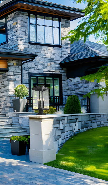 Outdoor Pier Mounted Fixture Z-Lite 5019PHXLS-SQPM-BK Sand Black Hartwell 5 Light Outdoor Pier Mounted Fixture Z-Lite