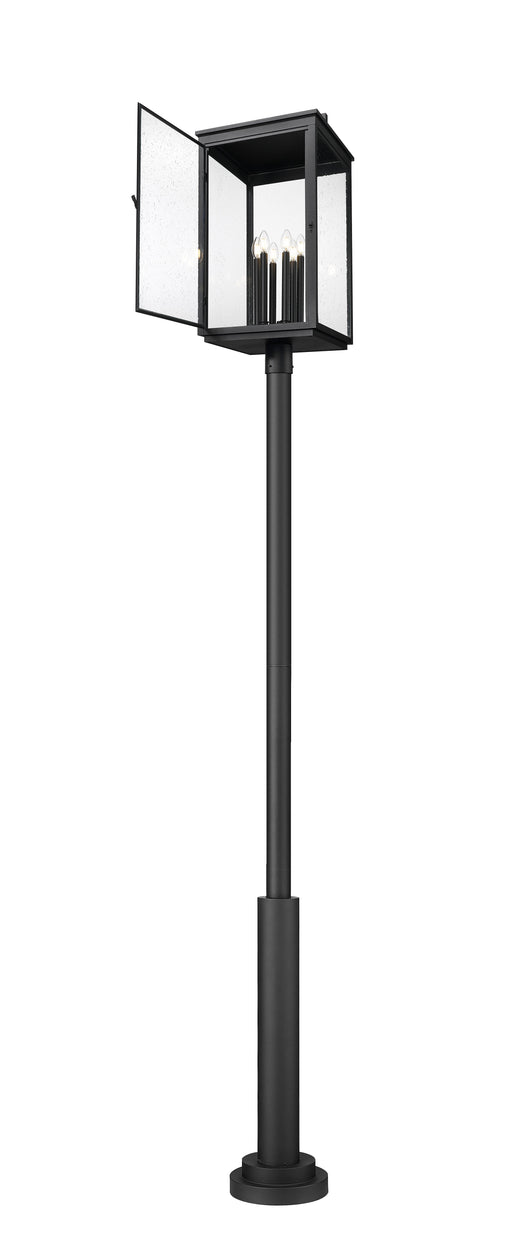 Outdoor Post Mounted Fixture Z-Lite 5019PHXXLR-5010P-BK Sand Black Hartwell 6 Light Outdoor Post Mounted Fixture Z-Lite