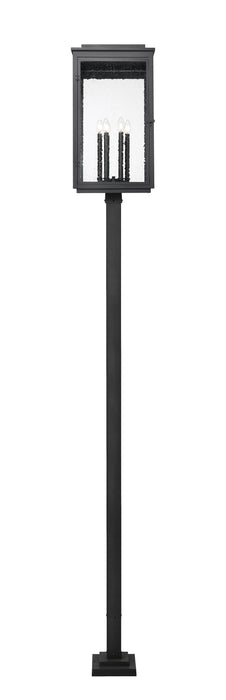 Outdoor Post Mounted Fixture Z-Lite 5019PHXXLS-536P-BK Sand Black Hartwell 6 Light Outdoor Post Mounted Fixture Z-Lite