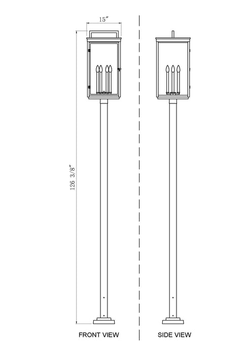 Outdoor Post Mounted Fixture Z-Lite 5019PHXXLS-536P-BK Sand Black Hartwell 6 Light Outdoor Post Mounted Fixture Z-Lite